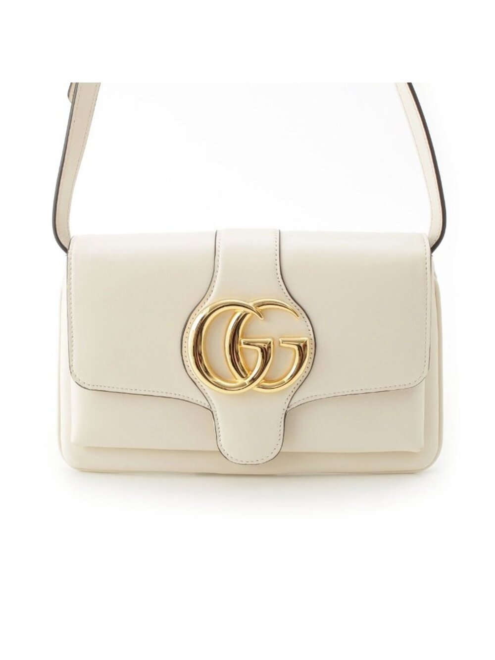 Gucci Ally Leather GG Marmont Shoulder Bag White